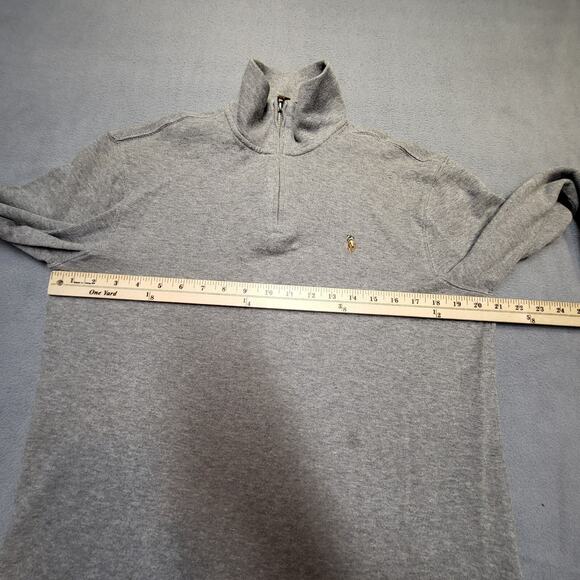 Polo Ralph Lauren Sweatshirt Mens M Gray Quarter Zip Pullover Flesh Pony - Picture 9 of 11